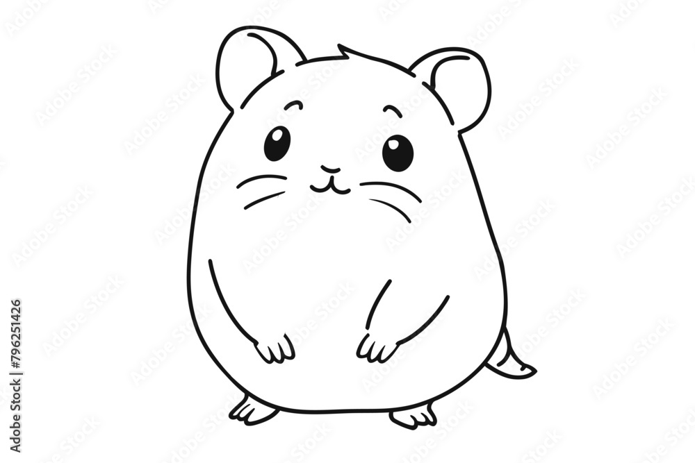 basic cartoon clip art of a Hamster, bold lines, no gray scale, simple coloring page for toddlers basic cartoon clip art of a Hamster, bold lines, no gray scale, simple coloring page for toddlers