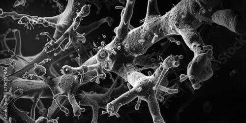 Close-up image of cells in black and white. Suitable for scientific and medical projects