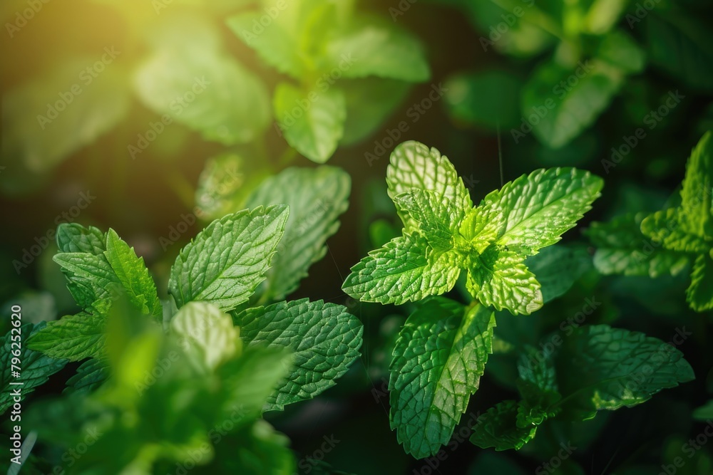 A close up of a bunch of green leaves. Ideal for nature backgrounds