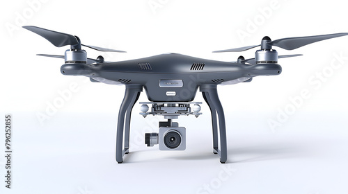 New dark grey drone quadcopter with digital camera, generative ai photo