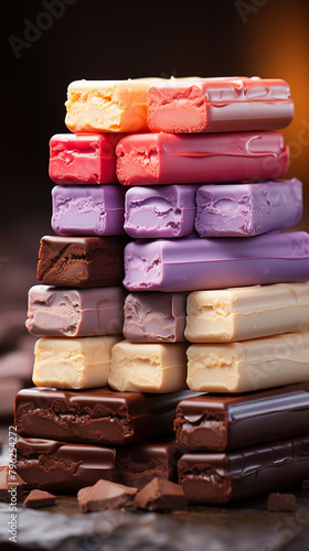Soft hues of the colorful chocolates bars