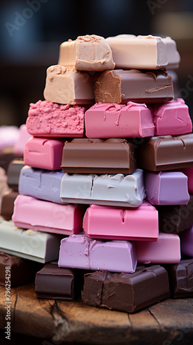 Soft hues of the colorful chocolates bars