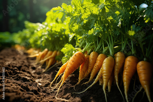 Fresh nutritious carrots grow in greenhouses