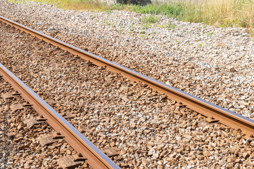 close up view of a railway infrastructure outdoors. photo
