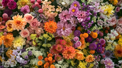 Vibrant Display of Flowers on a Wall Creating a Floral Spectacle