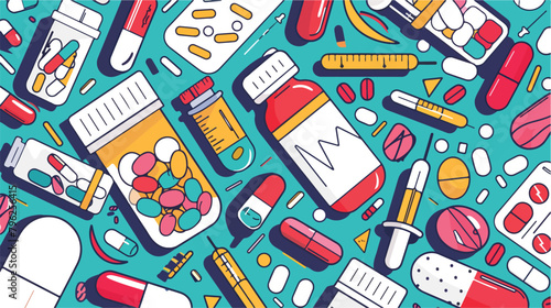 Medicine lineart banner. colorful illustration Vectot