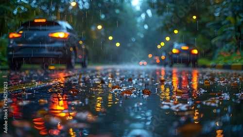 Tips for Maintaining Vehicles During the Rainy Season for Safety and Performance. Concept Checking Tires, Brakes & Lights, Protecting Paint & Rust Prevention, Checking Wipers & Defrosters photo