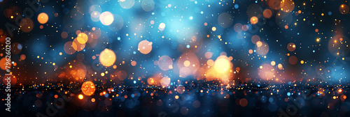 Blue and gold Abstract background and bokeh on New Year's Eve. AI generative.