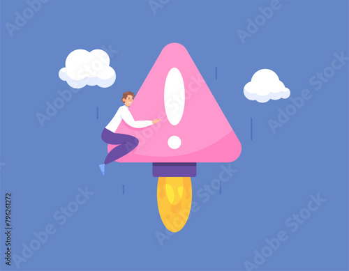 high risk. very high risk of failure. efforts not to fall, fail, or go bankrupt. a businessman or entrepreneur hugs tightly the warning signs that continue to shoot up. illustration concept design