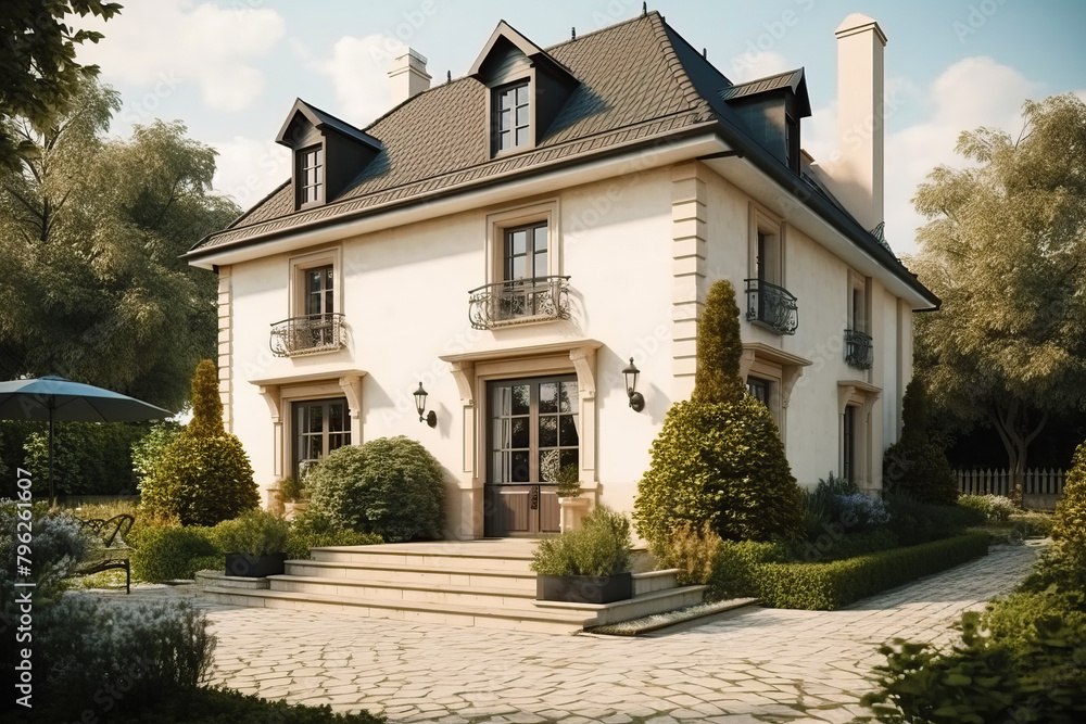 Beautiful house in classic European architectural style.