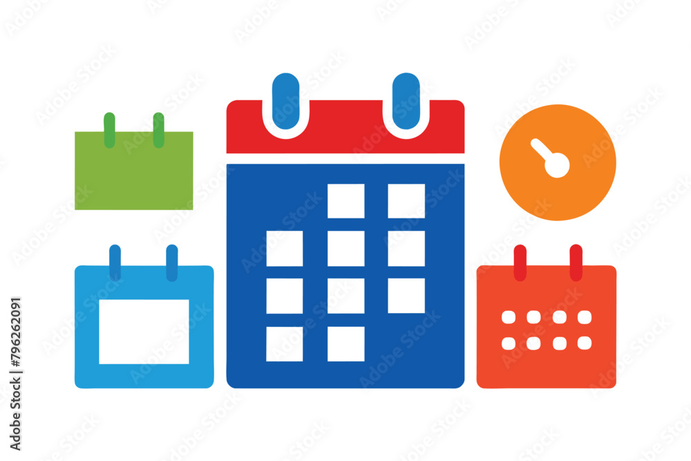 calendar line icon set vector. calendar schedule symbols isolated on a white background
