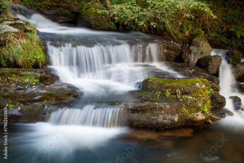 Waterfalls in the Pisueña River in the Valles pasiegos of Cantabria photo