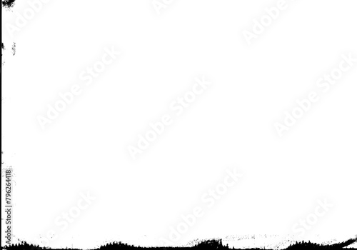 Grange photocopy highlight frame or printed print with ink smudge or drum defect. Abstract bg with imperfect texture. Gritty letterpress pattern. Vector black and white illustration