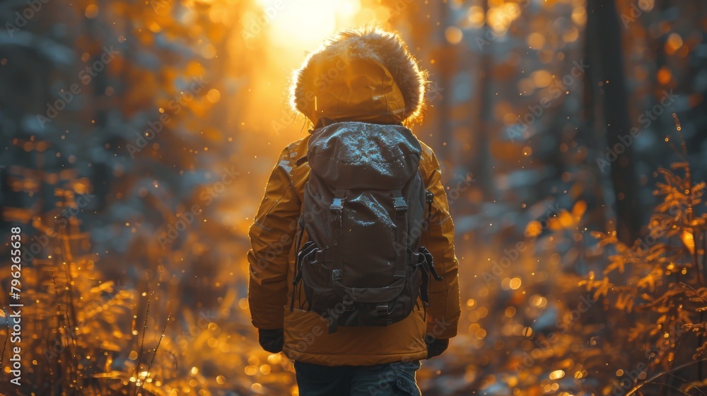 Alone amidst the trees, a solitary backpacker wanders through the forest, guided by intuition and a sense of adventure. Alone amidst the trees, a solitary backpacker wanders through the forest, guided by intuition and a sense of adventure.