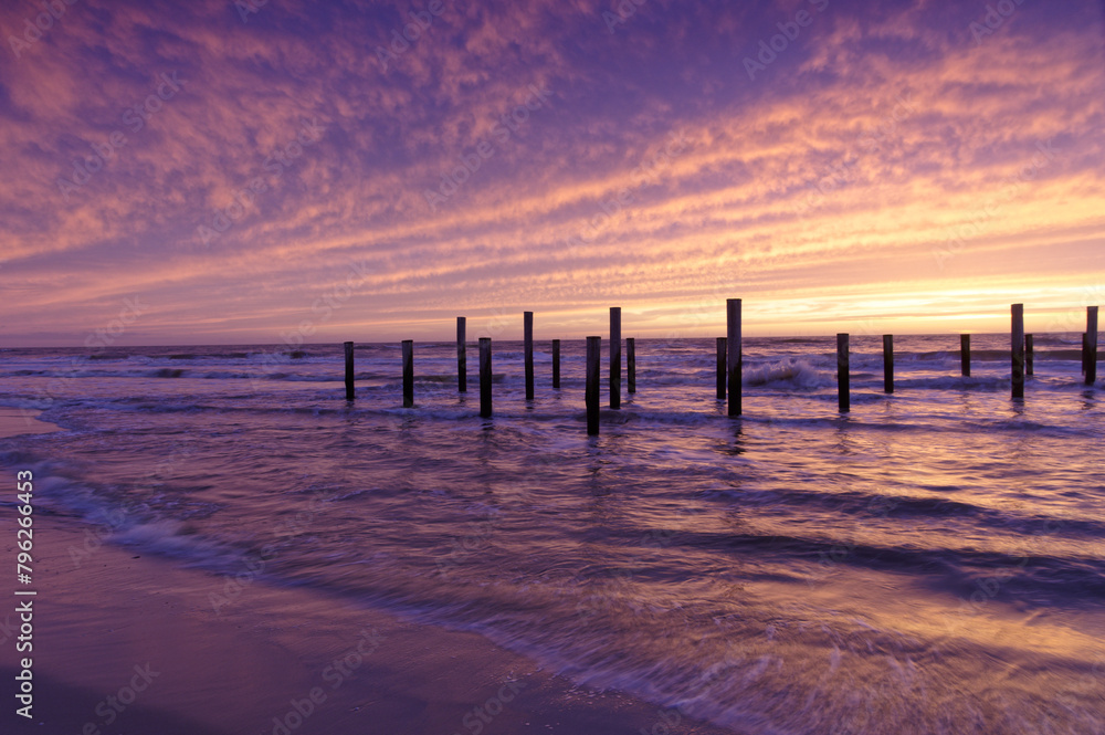 North Sea beach in the Netherlands. Coastal landscape. North Sea beach in the Netherlands. Coastal landscape.