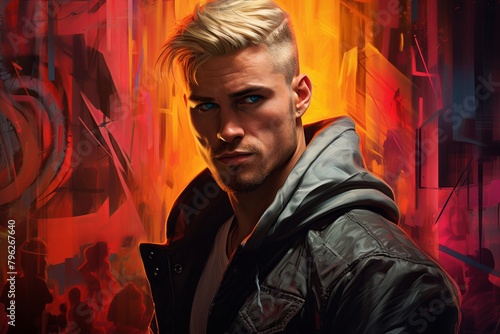 Man With Blonde Hair and Black Jacket © Constantine M