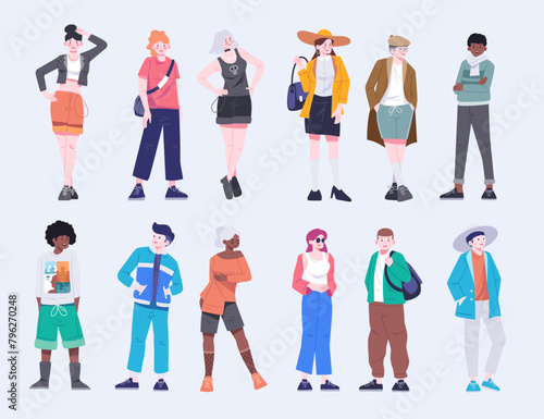 Street Fashion Set vector Illustration