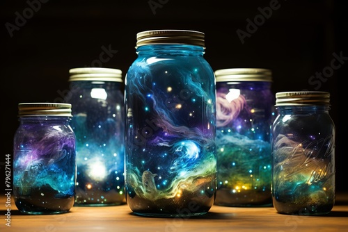 Group of Mason Jars Filled With Different Colored Stars
