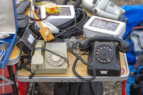 Obsolete Landline Phones for Sale at Flea Market