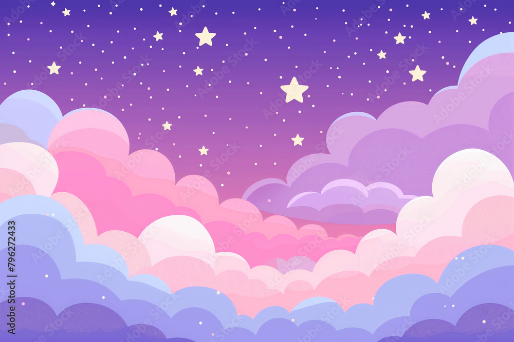 Fancy background of the sky with glitter fluffy clouds