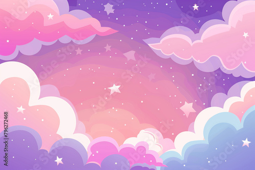 Fancy background of the sky with glitter fluffy clouds