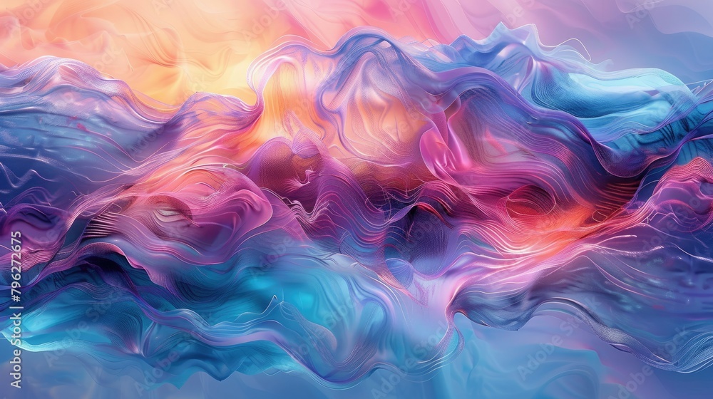 Rippling waves with vibrant hues, creating a dynamic effect