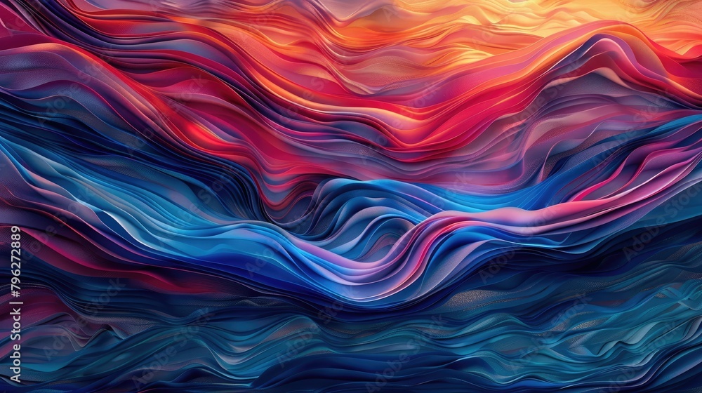 Rippling waves with vibrant hues, creating a dynamic effect