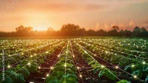 Smart agriculture technology monitoring crops in a field