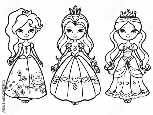 Princess Coloring Pages for Kids  Preschoolers  Simple Coloring Book  Educational  Printable