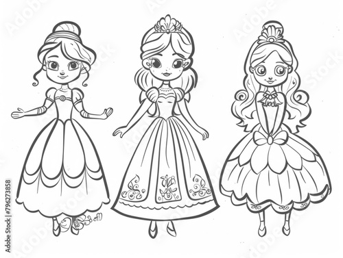 Princess Coloring Pages for Kids  Preschoolers  Simple Coloring Book  Educational  Printable