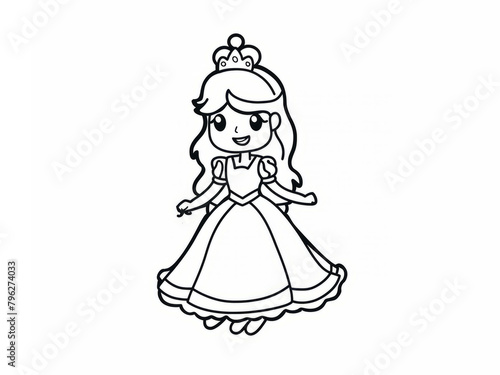 Princess Coloring Pages for Kids, Preschoolers, Simple Coloring Book, Educational, Printable