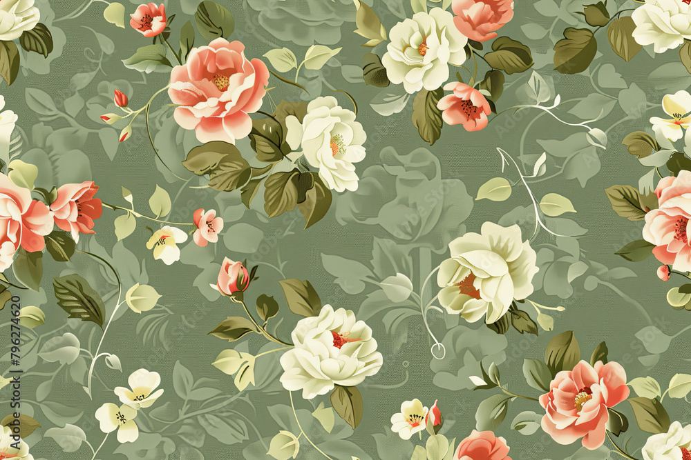 Fototapeta classic wallpaper seamless vintage flower pattern