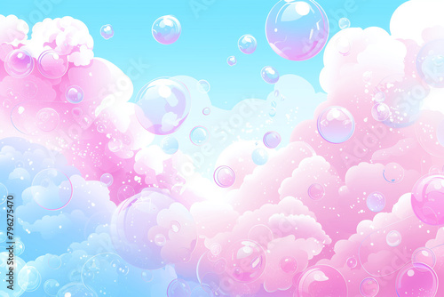 Candy-Colored Clouds and Bubbles, Sky Fantasy
