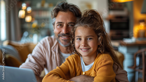 Wallpaper Mural Child home family homework daughter girl cheerful teenage parent education laptop teen teaching childhood man learning together school computer internet teacher tutor. Torontodigital.ca