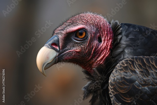 Portrait of a Red-Headed Turkey Vulture, a Majestic Bird of Prey in North Carolina  photo
