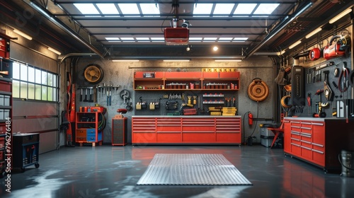 Organized and clean garage space with tools neatly arranged