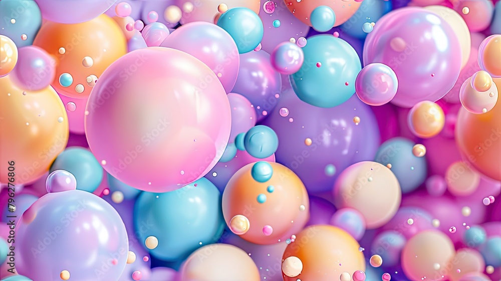 A seamless background of pastelcolored spheres floating in the air, creating an abstract and dreamy A seamless background of pastelcolored spheres floating in the air, creating an abstract and dreamy