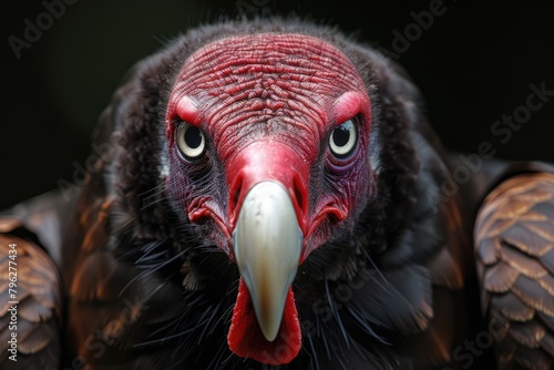 Portrait of North Carolina Turkey Vulture - Bird of Prey with Red Head and Carrion Lifestyle  photo