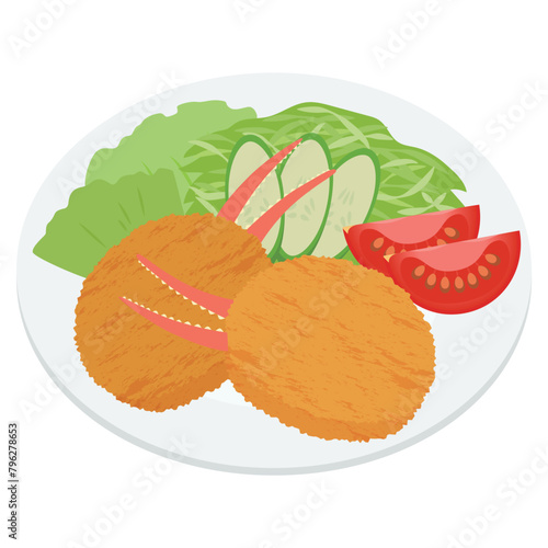 カニクリームコロッケのイラスト