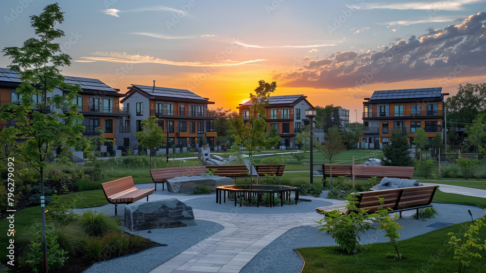 Fototapeta premium Eco-conscious real estate: Informative, visually appealing.generative ai