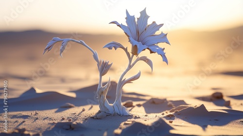 A flower converted into a sand art fossil - Mineral deposited sculpture in barren land