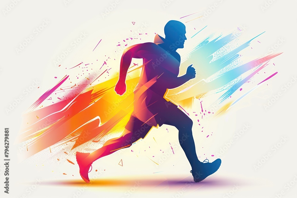 Colorful Runner icon. Flat illustration Olympics 2024. Marathon Athletics