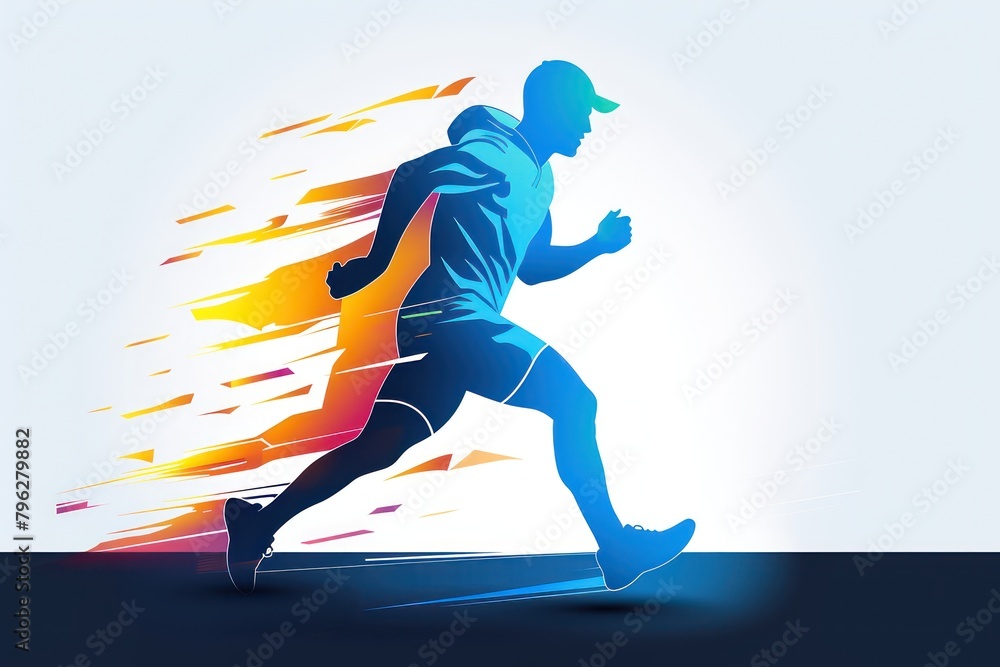 Colorful Runner icon. Flat illustration Olympics 2024. Marathon Athletics Colorful Runner icon. Flat illustration Olympics 2024. Marathon Athletics