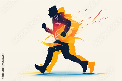 Colorful Runner icon. Flat illustration Olympics 2024. Marathon Athletics