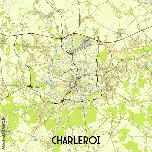 Charleroi, Belgium map poster art