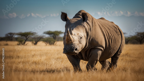 Rhino in the savanna