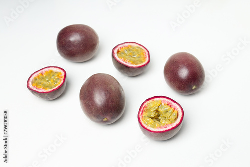 Concept of delicious and juicy exotic fruit - passion fruit