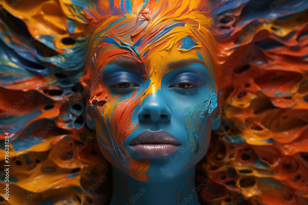 generated illustration human faces using a spectrum of colors.