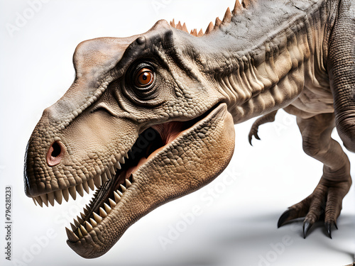 A dinosaur specimen on a white background  an ancient biological specimen  environmental protection