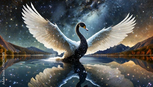 Celestial Swan Bear - A creature with the body of a bear and the head and wings of a swan photo